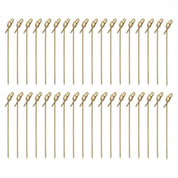 Forks Cocktail Sticks 300 PCs Japaner -Stil Bambus geknotete Spieße Zahnstocher mit Twisted Enden Party Supplies