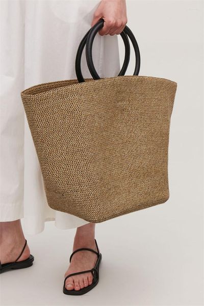 Bolsa de palha de Bolsas de Cosméticos para Mulher Primavera/Verão de grande capacidade Bohemia Bolsa feita à mão