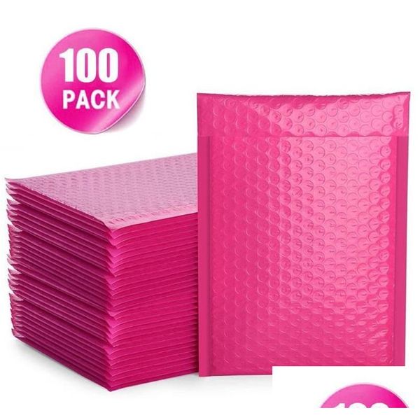 Sacos de armazenamento envelopes saco de bolhas poli pcs Mailer Pacotes de self SEAL 100 Com correspondência de correio rosa acolchoado jllxb Drop Drop Otkul