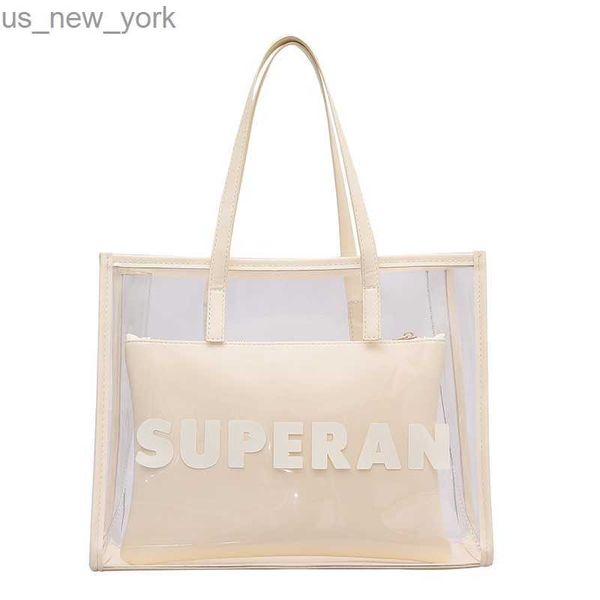 Totes 2021 NOVO Design Bolsa de luxo transparente para mulheres Bolsa Lady Lady Bag Clear PVC Jelly Mulher Bolsa de ombro Moda Moda Feminina Bacs HKD230822