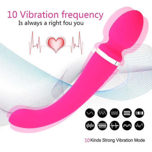 Doppelkopf-weicher, leistungsstarker Zauberstab, Av-Vibratoren für Frauen, Motor-Dildo-Vibrator, Massagegerät, Klitoris, Vagina, Anus, stimulieren
