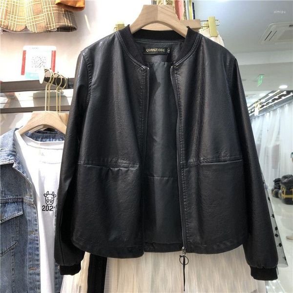 Donne femminile femminile Fuce Giacca in finto Black Casual Casualmente Motocicletta per motociclette per motociclette femminile Punk Streetwear Spring Autumn Jackets Q366