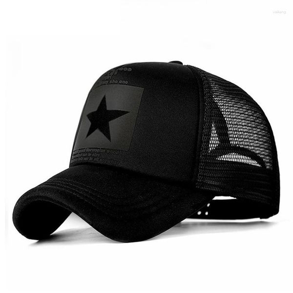 Caps de bola Caps esportivos ao ar livre Banco de beisebol Men Padrão de Five Star Sun Hat Unissex Snapback Ajusta Chapéus Tops Mesh de verão respirável para
