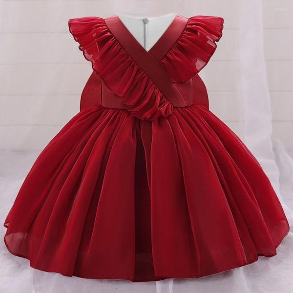 Mädchenkleider Rüschen Babyprinzessin für rosa Bow 1. Geburtstag formelle Gala Party Mädchen Kleid Prom Kleid Kinder Abend Hochzeit Kostüm