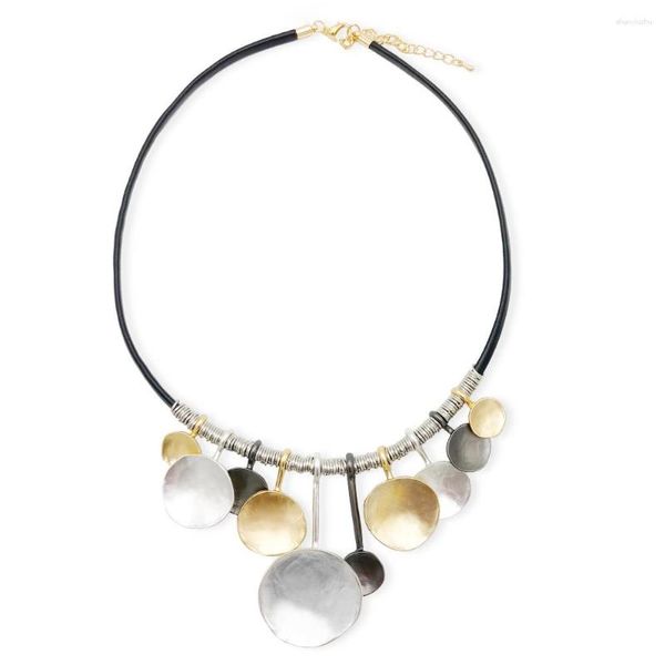 Correntes moda moda estilo simples colar circular colar de colar de metal cadeia de revestimento de ouro jóias jóias comprimento médio