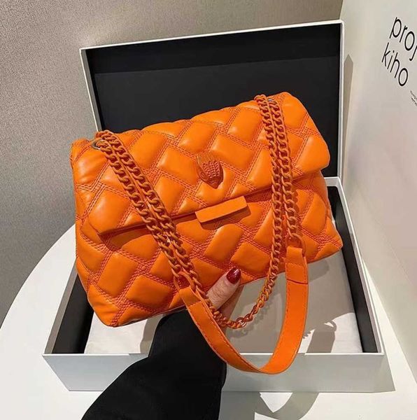 Kurt Geiger Kartal Kafası Tasarımlı Kadınlar İçin Elmas Izgara Zincir Çantası Yabancı Stil Çember Üst Bir Omuz Crossbody Avrupa Kadınları Kişiselleştirilmiş Çanta