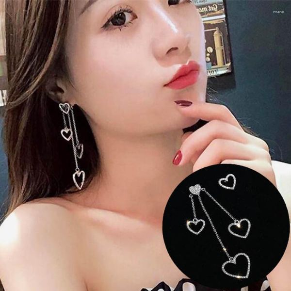 Dangle Ohrringe S925 Silbernadel Temperament zeigen Gesicht dünner asymmetrischer Liebe Quasten für Frauen, Koreanisch glänzend charmant