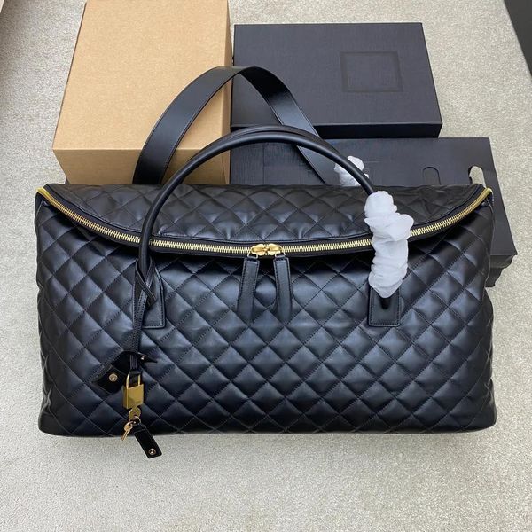 23 ES Giant Reisetasche in gestepptes Leder schwarz Maxi geschmeidiger Tasche Top Griffe Duffle Designer Damen Herren Zip -Verschluss Hülle Große Handtaschen FASH FASH