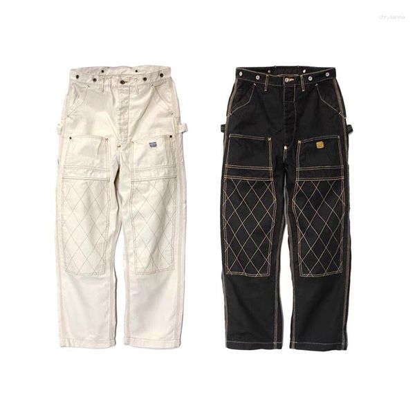 Pantaloni maschili kapital 22ss in stile giapponese moda retrò filo d'oro in oro griglia lavoro casual lavoro uomini e donne