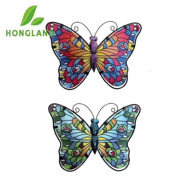 Садовые украшения 2pcs Decor Decor Metal Butterfly для домашнего украшения на открытой скульптуре декоративные статуи аксессуары 230821