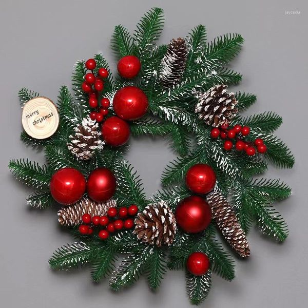 Декоративные цветы предварительно ионированные искусственные рождественские венок зеленый ель белый свет сосновой конус серии 45 см 45 см