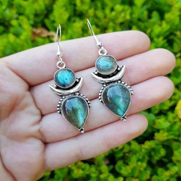 Серьги Серьги Boho Stone Moonstone Jewelry for Women Vintage Персонализированные подарки для вечеринки женские аксессуары пронзительно