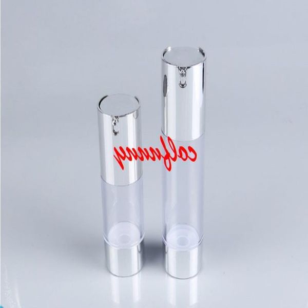 100pcs/lotto spedizione veloce 15 ml 30 ml da 50 ml bottiglia airless con pompa vuoto in argento UV o lozione utilizzata per il contenitore cosmetico UFDEL