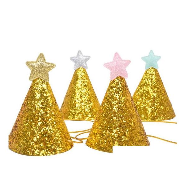 Chapéus de festa Glitter Glitter brilhante Top ADT Kids Mini Cone Birthday Bap Wedding Celebração Decoração P O Prop Drop Drop Deliver