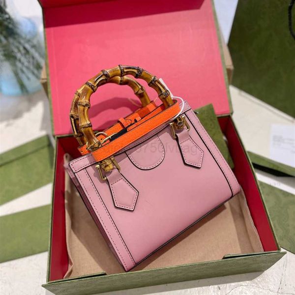 ggbag Diana Дизайнерская сумка из бамбука Модные сумки книжные сумки с двойной буквой g розовые женские сумки на ремне Маленькая сумка через плечо Кожа с контрастным цветным ремнем 660195