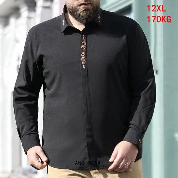 Camicie casual maschile plus size 12xl da 170 kg camicia da uomo oversize da uomo grande 10xl 9xl 8xl bavani di business mollano blu scuro rosso nero 230822