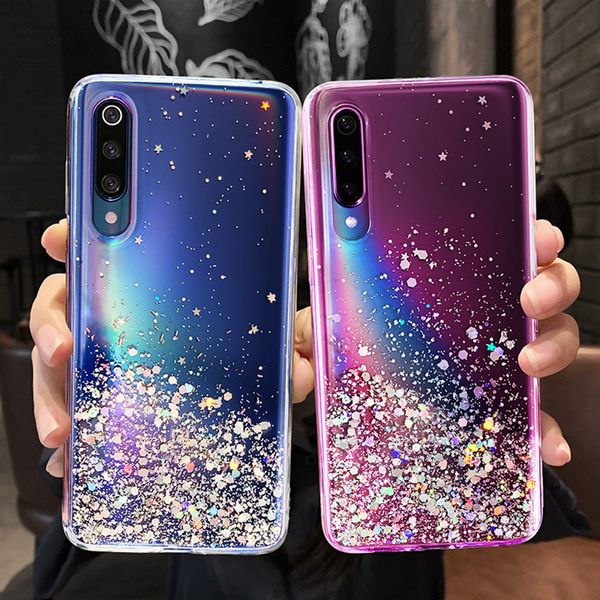 Mädchen Stern Glitzer Diamant Hülle für Samsung Galaxy S21 S20 Plus S20 FE Note 20 Ultra Note 10 Lite S9 S10 Plus S10e