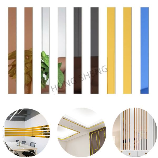 Adesivi a parete 1M Strip 3D Specchio adesivi Self -addesivo Linea della vita fai -da -te Sfondo TV acrilico Striscia bordo della casa decorazione per casa 230822