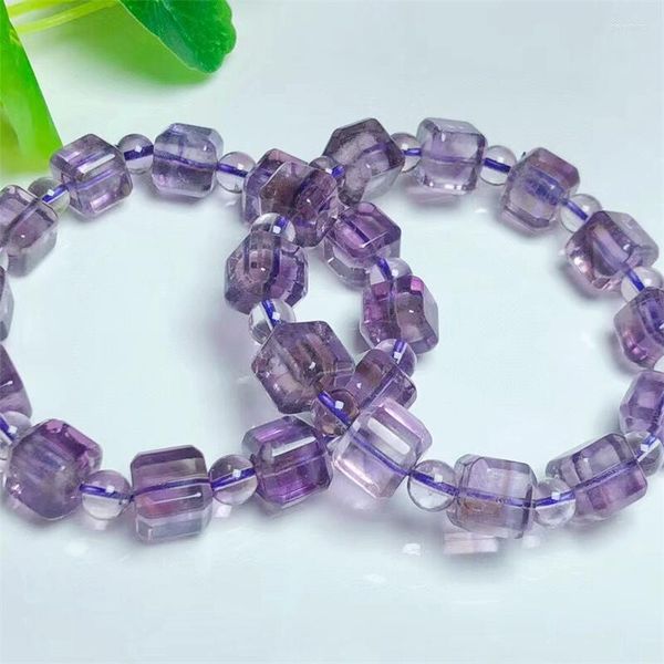 Bangle Natural Amethyst Cube Bracelet Bracelet ручной хрустальный кварцевый украшение растягивание детей подарка на день рождения 1 шт. 10 мм