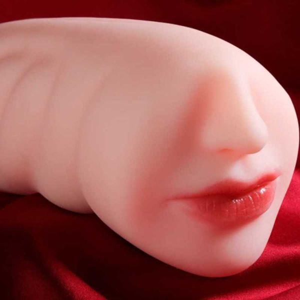 Massaggiatore Prodotto erotico Coppa del masturbatore maschile 3in1 Multifunzione per adulti per uomo Realistico Lingua Denti Bocca Vagina
