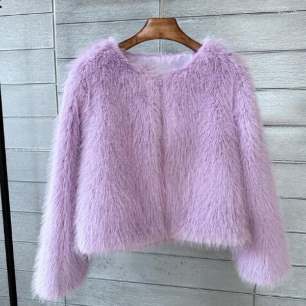 Pêlo feminino zxrycgs roupas de moda imitação casaco 2023 Autumn Winter coreano Short Jackets Trend