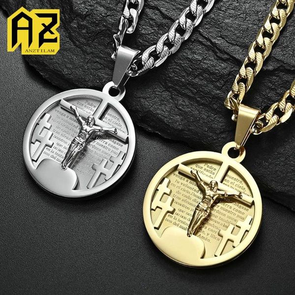 Anhänger Halsketten Jesus 316L Edelstahl für Männer Frauen Bling Zirkon Hip Hop Schmuck Tropfen