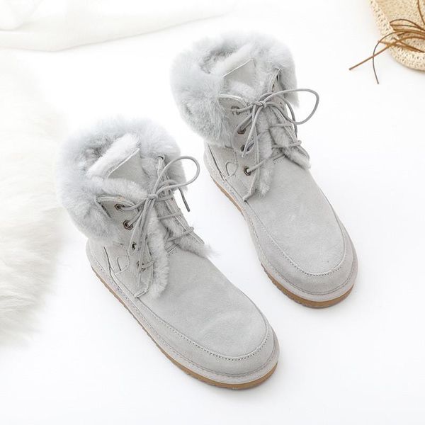 Botas Winter Woman Snow Sapatos Mulheres 2023 Real Sheepskin feminino Flats genuínos