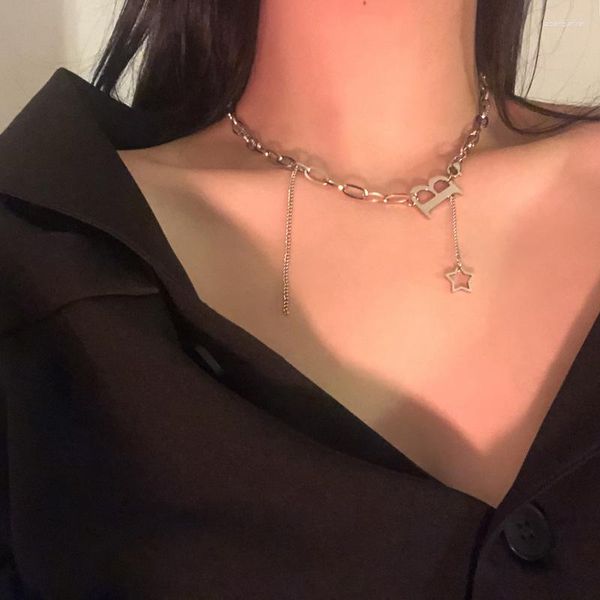 Choker Punk Buchstabe B Anhänger dicke Ketten Halskette für Frauen Männer Goth Halsketten Vintage Jewelry Geschenk