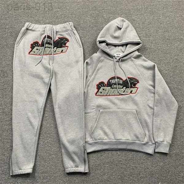 Hot Sell Men Trapstar London Anzug Chenille Dekodiert Hoodie Tracksan Dazzing Women 1 1 Top -Qualität gestickt Herrengrau Hosen L0822