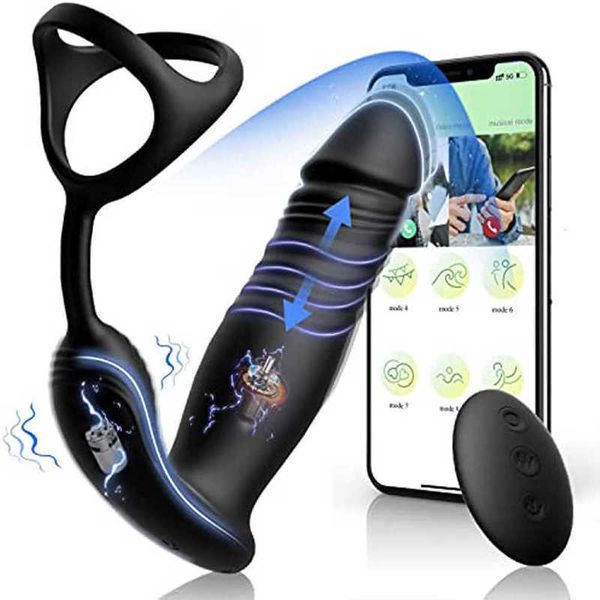 Plug anale vibratore vibratore spinto 10 modalità anello per il pene della prostata app vibrante telecomando per adulti