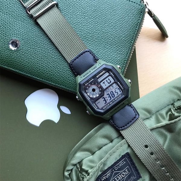 Relógios de pulso Synoke Men Exército Assista Militar Masculino Digital Watches Fabric Nylon Strap Casual Cool Sport Sport Square Dial Rellogios Wristwatch 230822