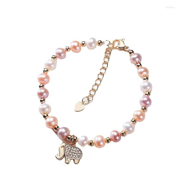 Bracciale perle in acqua dolce naturale per donne 14k perline colorate a placcate d'oro 14K Dimensioni regolabili Girlie Gioielli Regali di gioielli