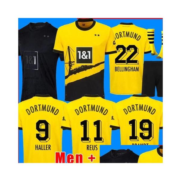 Экскуратор йога Dortmund Soccer Jerseys 22 23 24 24 футбольная рубашка Haller Reus reyna neongelb bellingham hummels brandt men kids Kit Kit Maillo dhdlp