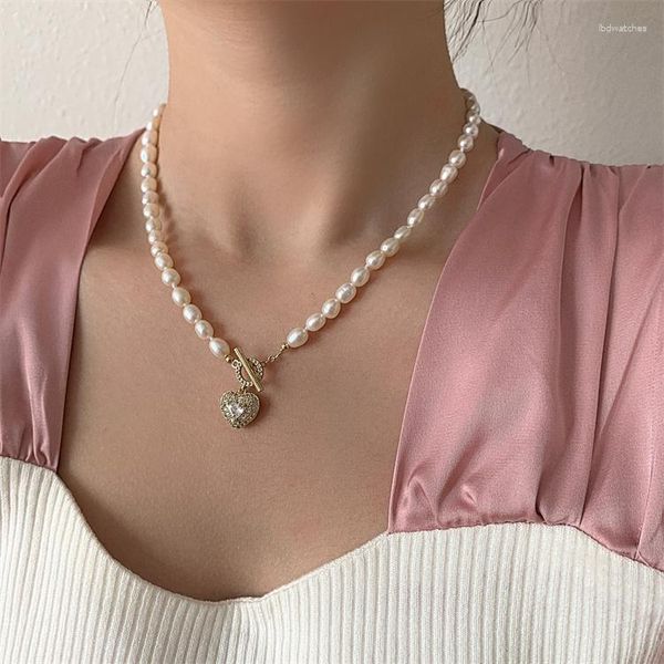 Подвесные ожерелья Real Natural Pear Zricon Heart OT Chain L Collese Женщины ювелирные ювелирные украшения панк -дизайнер РЕРСКИ