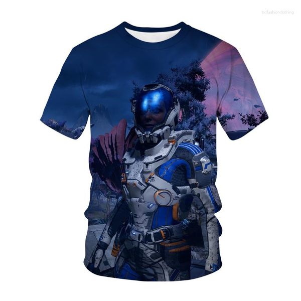 Camisetas masculinas Mass Effect 4 T-shirt Tiroteio de tiro 3D Streetwear Momen Mulher Fashion O-Gobes Camisa Oversized Tops Tops Harajuku