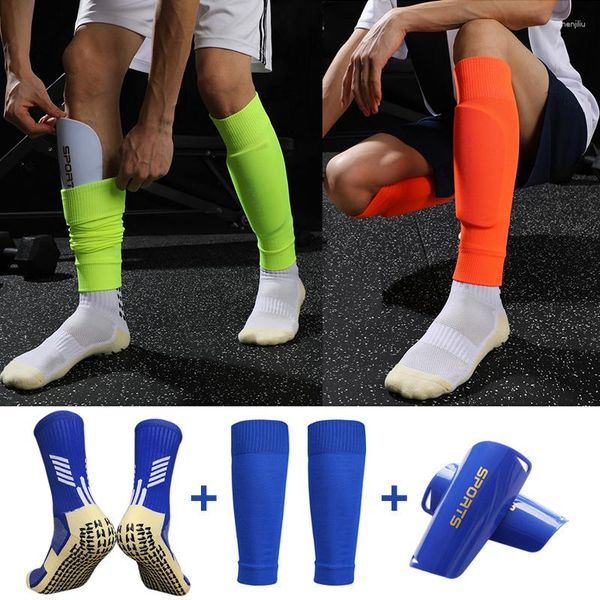 Spor çorapları esneklik için shin bir koruma kolları set futbol yetişkinler yüksek çocuk futbol ekipmanı profesyonel bacak kapak spor koruyucu