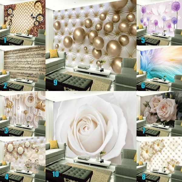 Papéis de parede personalizados papel de parede mural beleza Flores de rosa adesivos de parede Sala de estar de quarto espaço de espaço de fundo 3d 3d