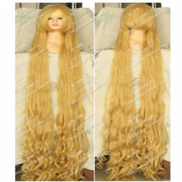 Blonde Tangled Rapunzel 200 см. Wavy Curly Cosplay Party Wig Hair163b