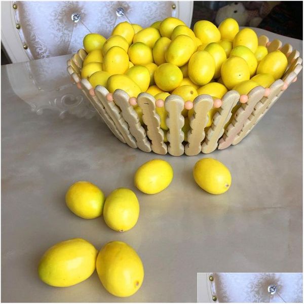 Itens de novidade Mini amarelo artificial de limão Frutas de plástico Frutas Plástico Decoração de Decoração Decoração Decoração Dh8nw