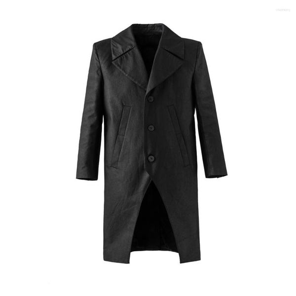 Trench dos casacos masculinos Moda completa Moda de couro exclusivo Perfil de couro solto solto designer de ombro adicionado Casaco de inverno CASAS DE INVERNO