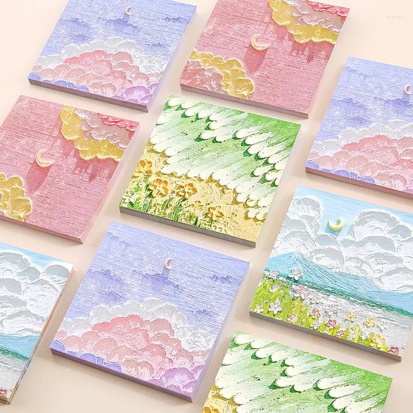 4pcs/set addetti alla pittura ad olio Memo Pad Students Stationery N Times Index Sticker Notes Cine Scenery Messaggi Notebook