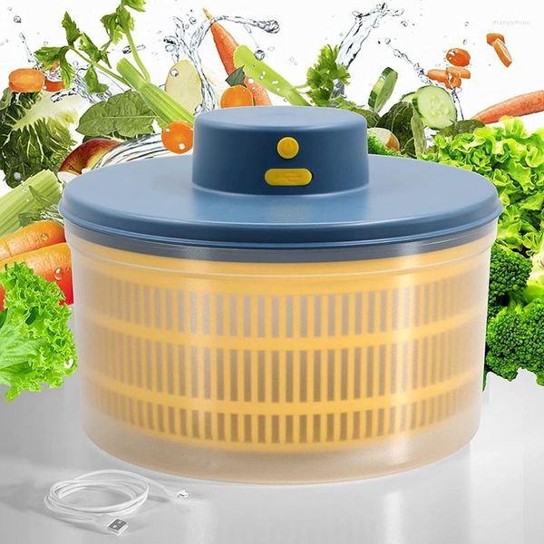 Speicherkörbe Elektrische Salatspinner Salat Gemüse Trockner USB wiederaufladbare schnelle Trocknungsfrucht mit Schüssel