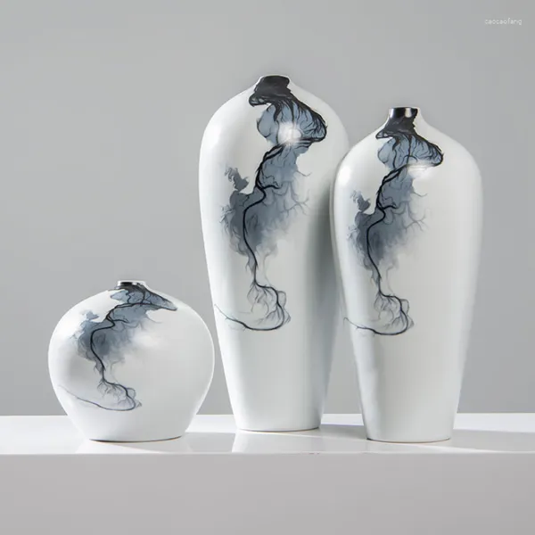 Vasos chineses criativos de alta temperatura Cerâmica Decoração da sala de estar zen porcelana macia