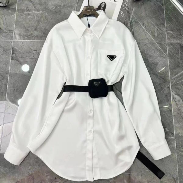 Kadınlar için kanat bluz üçgen mektup gömlek üstleri kaliteli şifon kadın bluz bel çantası ile seksi ceket pra kadın gömlek