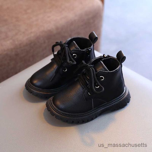 Botlar yeni çocuk bot moda çocuk ayak bileği bot yumuşak deri rahat kız ayakkabı toddler spor ayakkabı bota infantil bota r230822