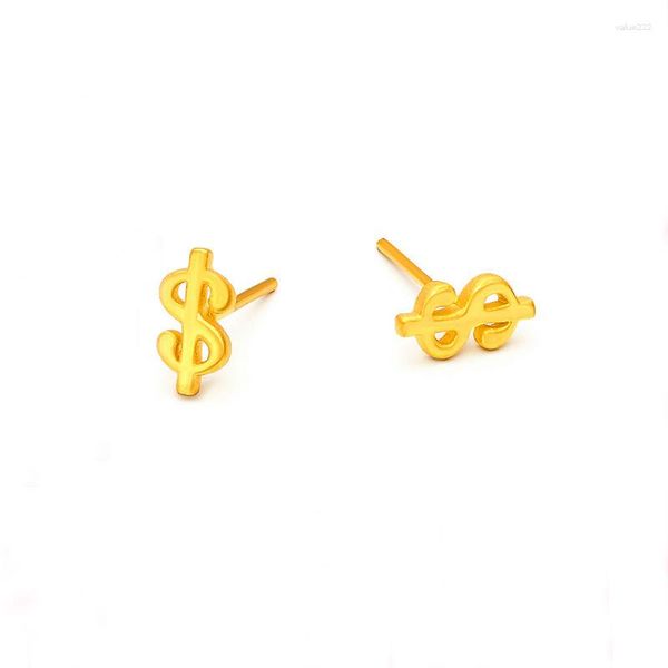 Orecchini per borchie Pure 999 Gold 24k Giallo Donne 3D Money