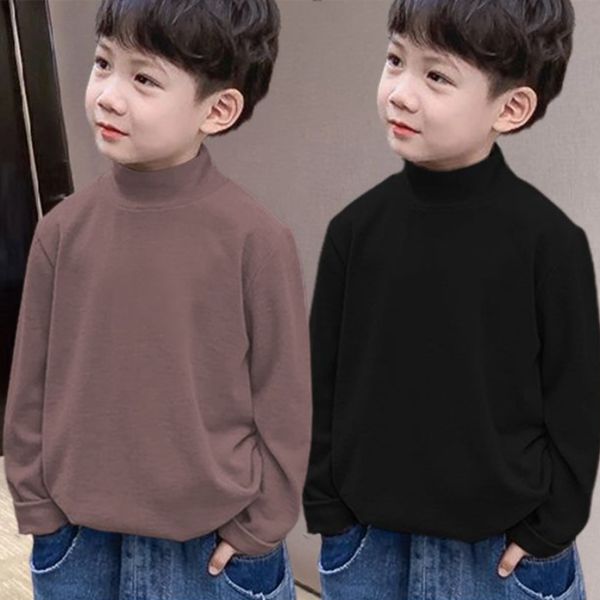 Familienpassende Outfits Han 2023 Herbst- und Wintermodelle Kinderbähler Hemd warm warmes Langsturm T -Shirt Dicked Jungen Halbhigh Neck Pullover 230821