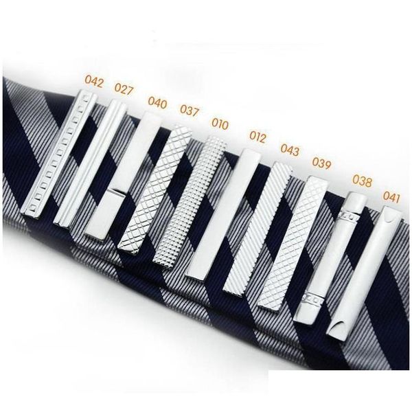 Tie Clips Uzun 4 cm 10 Model Yüksek Kaliteli Perakende Kısa Sier Metal Metal Kravat Bar Mens Krom Kelepçesi Düz Skinny Clip Pins Barlar Ojxz Otmli