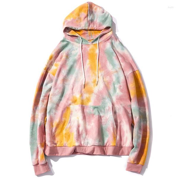 Moletons masculinos tie-dye casal amantes da primavera 2023 moletom casual solto com capuz