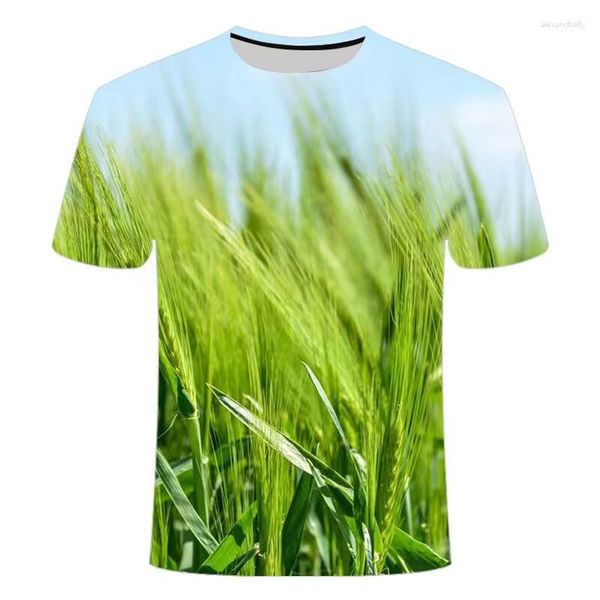 Camisetas masculinas T-shirt de moda criativa de comida criativa 3d HD Digital Impresso Crewneck Camisa de manga curta de contorno grande roupas confortáveis